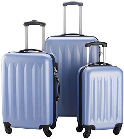 New 3 Pcs Luggage Travel Set Bag ABS Trolley Suitcase, Blue
