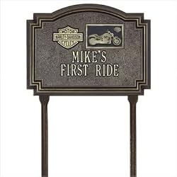 Harley Davidson VRSC Medallion Lawn Plaque in Bronze and Gold Customize: Yes