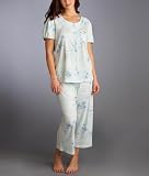 Karen Neuburger Lucille Short Sleeve Cardigan Cropped Pajamas Plus Size Sleepwear
