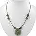 Handmade Floral Green Serpentine & Red Agate Pendant Necklace With Antiqued Silver Beads