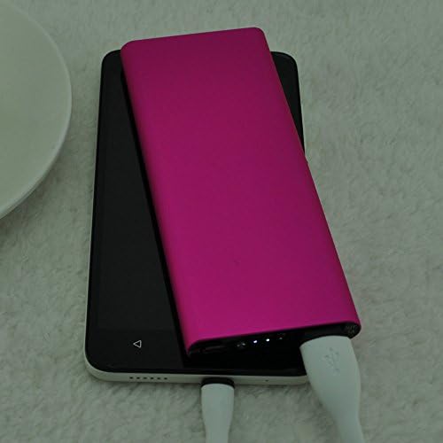 Slim 9000mAh Power Bank Finished in Stylish Aluminium Alloy Shell, with Extra Short Bendy Micro USB Cable for iPad mini, iPad Pro, iPhone 6S plus, iPhone 6S, Samsung, HTC, Sony, LG, (Rose Red 9000mAh)