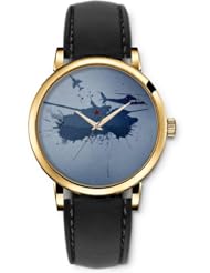 SPRAWL Aanalog Fashion Series Gold Ladies Watches of Genuine Black Leather Strap,Unique Wrist Watch for Women Girls Designed with Battle with aircraft