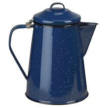 Stansport Enamel 8 Cup Percolator with Basket, Royal Blue