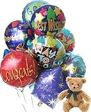 12 Mylar Balloon Bouquet with Bear, Congratulations - B000MDAZ2S