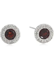 10k White Gold Garnet Diamond Earrings (1/10 cttw, I-J Color, I2-I3 Clarity)