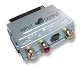 SWITCHABLE SCART VIDEO ADAPTER to 3 x PHONO or S-VIDEO SVHS GOLD