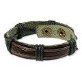 SilberDream Lederarmband schwarz mit braunen Kordeln Herren Leder Armband Echtleder LA0014