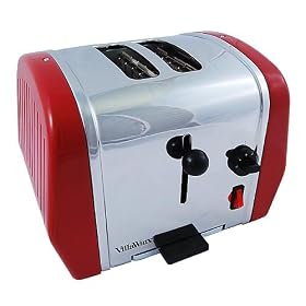 VillaWare V5825-R UNO Chrome/Red Classic 2-Slice Toaster