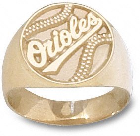 Baltimore Orioles 10K Gold ''ORIOLES'' Pierced Baseball Ring Size 10.5