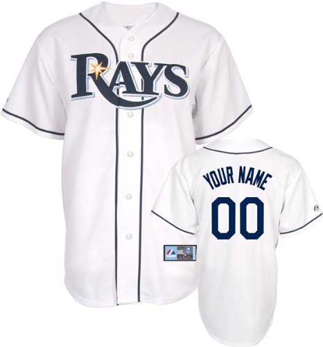 MLB Men's Tampa Bay Rays Replica Jersey Personalized (White, 36/Small)