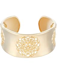 18k Gold Over Sterling Silver Intricate Flower Cuff Bracelet