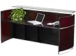 RECEPTION DESK - Mayline Napoli Secretary Desk in Gorgeous Mahogany Wood Veneer with Glass Counter