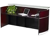 RECEPTION DESK - Mayline Napoli Secretary Desk in Gorgeous Mahogany Wood Veneer with Glass Counter