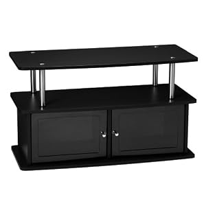 TV Entertainment Stand with 2 Cabinets - Black by
