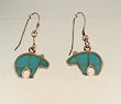 Turquoise Heart Line Bear Earrings