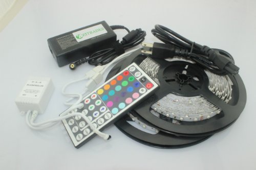 ZITRADES 2 x 16.4Feet 5M 3528 RGB 270 Led Strip Lights Non-Waterproof + 44KEY IR remote controller+ DC12V power adapter BY ZITRADES