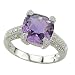 14K White Gold Amethyst and Diamond Ring