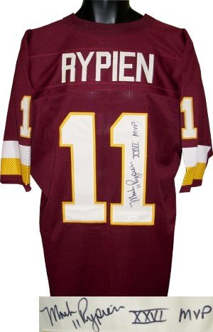 Mark Rypien Autographed/Hand Autographed/Hand Signed Washington Redskins Maroon Jersey XXVI MVP