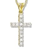 1/2 Carat Diamond-Gold Cross Pendant in 14k Yellow Gold