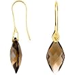 Genuine Checkerboard Smoky Quartz Earrings 14K Yellow