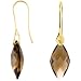 Genuine Checkerboard Smoky Quartz Earrings 14K Yellow