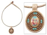 41ZM171XZQL. SL160  Rami and beads necklace, Sacred Heart 1 W 1 L