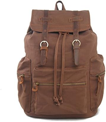 Whatland Cotton Canvas Genuine Leather Backpack Canvas Rucksack Canvas Backpack
