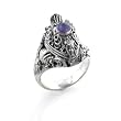 Gothic Dragon and Amethyst Poison Box Sterling Silver Ring (Size 7,8,9)