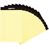 AmazonBasics Narrow Ruled 5 x 8-Inch Writing Pad - Canary (50 sheets per pad, 12 pack)