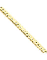 14k Yellow Gold 9.00 Inches 5.75mm Wide Beveled Curb Chain Anklet. Weight:10.66 Grams - 30 Day Money Back Guarantee