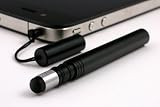 BLACK CAP and JACK CAPACITIVE TOUCH SCREEN STYLUS PEN FOR SAMSUNG GALAXY ACE S5830 MINI S5570 WITH CORD and PHONE STRORAGE JACK PLUG