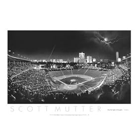 Wrigley Field Sports Art Poster Print by Scott Mutter, 36x24