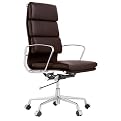 Darius High-Back Leather Chair - Brown/ Aluminum
