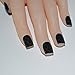 False Nails Bling Art French Fake Black Matte Crossover Squoval 24 Medium Tips