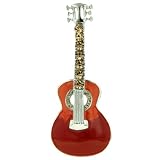 Red Guitar Birthstones July Silver Pin Brooch