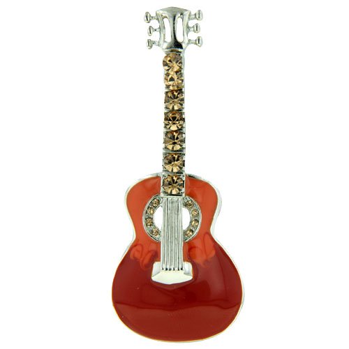 Red Guitar Pin Brooch