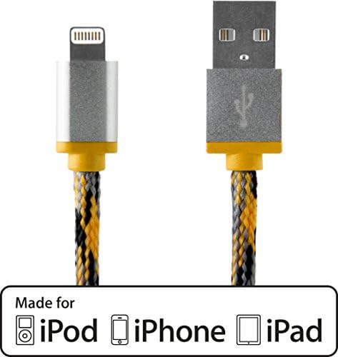[MFi Apple Certified] 6 Foot Braided Lightning to USB Cable (CYBER MONDAY SALE!) Foamy Lizard FibraMatrix Premium Metal Reinforced Braided Charge & Sync Cable [Made for iPhone 5 5s 5c 6 6Plus, iPad (4th gen), iPad Air & Air 2 (5th & 6th gen), iPad mini (1,2,3), iPod touch (5th gen), iPod nano (7th gen)] (6 Feet, Yellow)