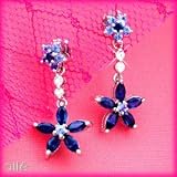14K Ceylon Sapphire & Diamond Floral Earrings