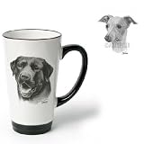 Porcelain Funnel Cup with Italian Greyhound (6 inch, Black and white)