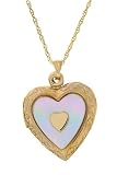 10K Yellow Gold Mother of Pearl Heart Locket