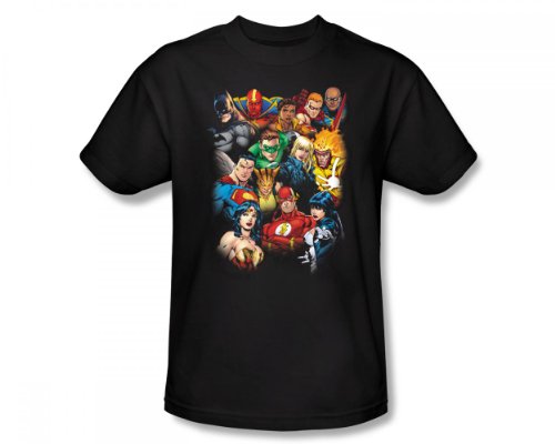  Justice League - The League's All Here Adult T-Shirt In Black