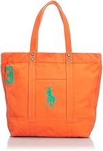 [ポロラルフローレン] POLO RALPH LAUREN BIG PONY TOTE【並行輸入品】 405530701004 (BRIGHT PAPAYA/CABO GREEN)