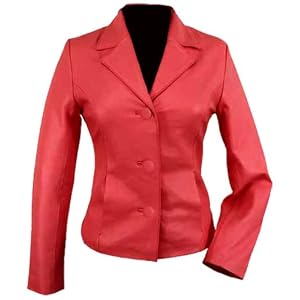 Buy 3 Button Ladies Short Blazer In Lipstick Red by USA Leather