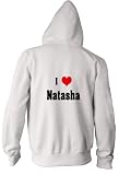 I Love/Heart Natasha Adult Zippered Jacket WHITE 2X