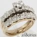 14K Yellow & White Gold Diamond Wedding Ring Set - OldCities Antique Jewelry