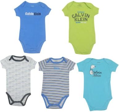 (Pack of 5) Calvin Klein Infant One-Piece Short Sleeve Romper