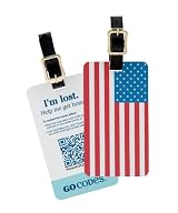 GoCodes Smart QR Bar Code Luggage Tag - United States Flag Red White and Blue One Size