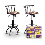 2 Los Angeles Lakers Basketball Black Adjustable Barstools