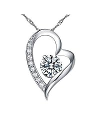 Queen Jewelers Sterling Silver Cubic Zirconia Heart Pendant - Italian Sterling Silver Cable Chain 18"
