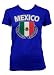 (Cybertela) Mexico Flag Shield Junior Girl's T-shirt Country Pride Tee (Royal Blue, Medium)